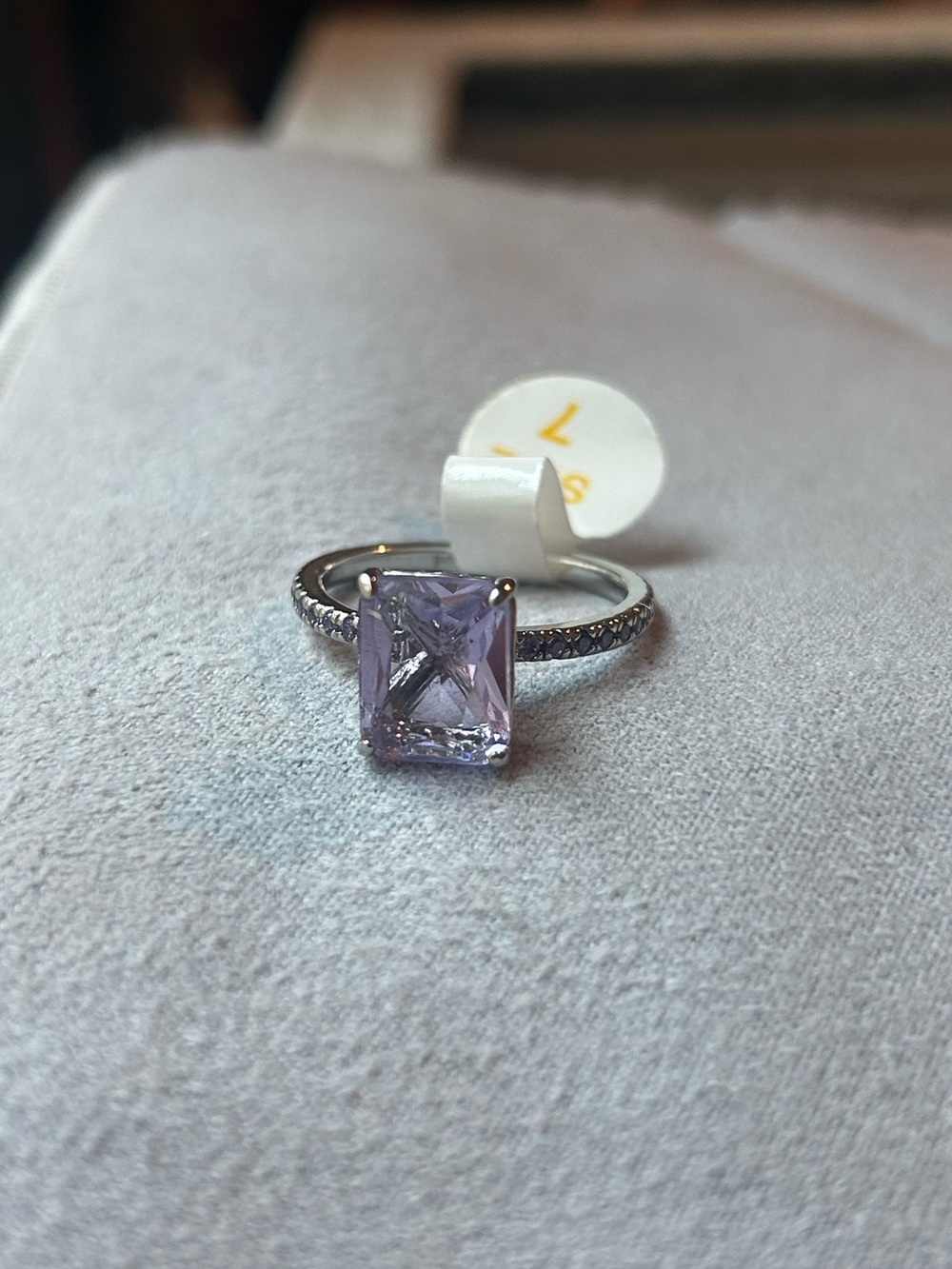 Sterling Silver Ring with Lavender Cushion-Cut Stone